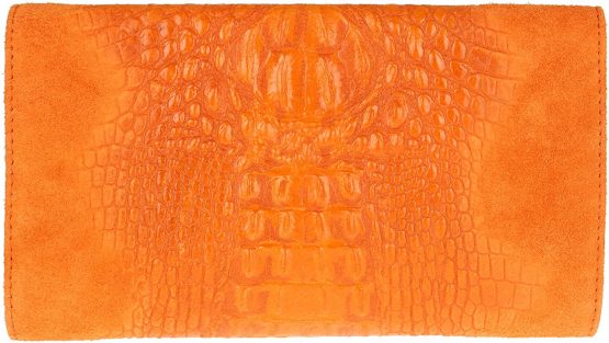 Girly Handbags Genuine Italian Suede Leather Croc Plain Clutch Bag - Image 3