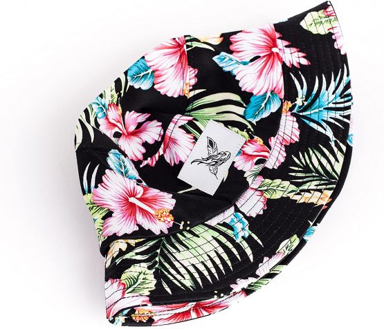Blackskies Paradise Bucket Hat | Unisex Sun Hat Fisherman Boonie Bob Black Floral - Image 2