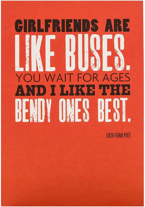 Hallmark Shoebox Comedy Card Sixth Form Poet 'Girls & Buses' - Medium [Old Model]