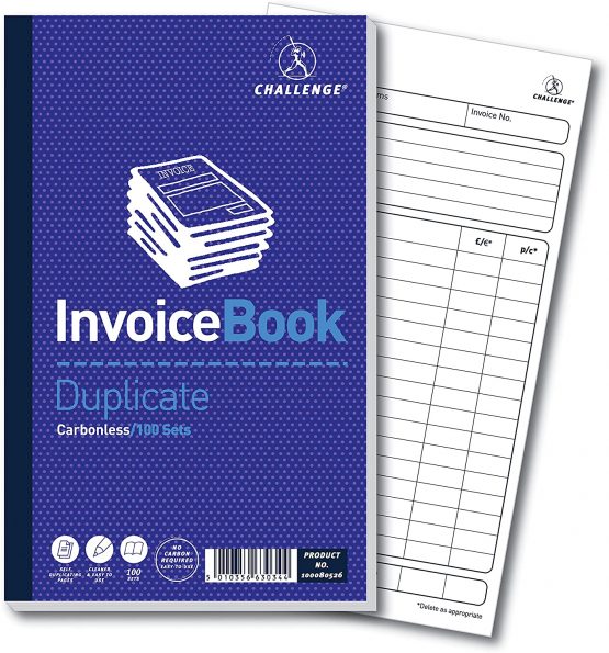 Challenge 210 x 130 mm Duplicate Book Carbonless Invoice without Vat/Tax, 100 Pages, Set of 5 - Image 2
