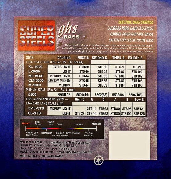 GHS 5500 44 - 106 Regular Medium Scale Super Steels Bass String Set - Image 2