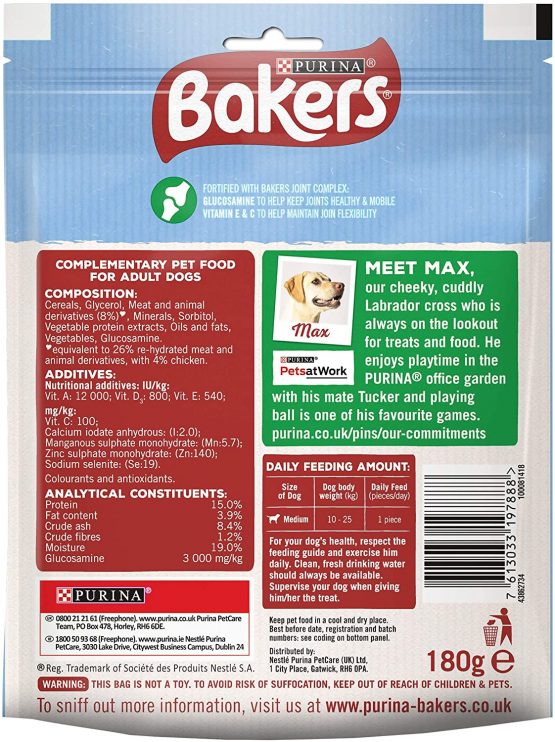Bakers Joint Delicious Medium Dog Treats Chicken 180g - Case of 6 (1.08kg) - Image 3