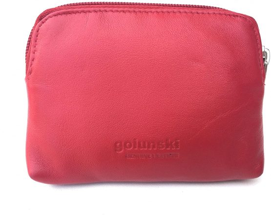Golunski 327 Small Super Soft Leather Credit Card,Coin Zip Purse with Floral Design Interior (Red)