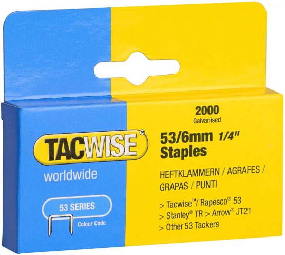 Tacwise 334 Heavy Duty 53 Series 6mm Staples for Staple Gun (2000)