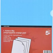 5 Star Office Folder Cut Flush Polypropylene Copy-safe Translucent 120 Micron A4 Blue [Pack 25]