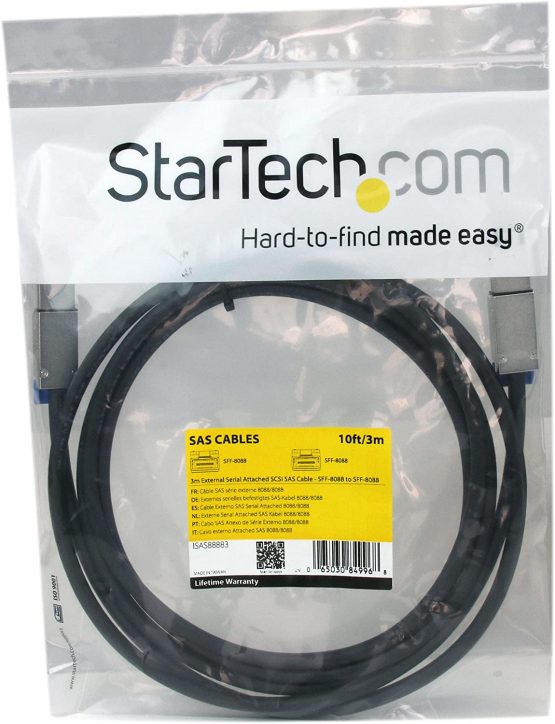 StarTech 3m External Mini SAS Cable - Serial Attached SCSI SFF-8088 to SFF-8088 - 2x SFF-8088 (M) - TAA Compliant - 3 meter, Black (ISAS88883) - Image 3
