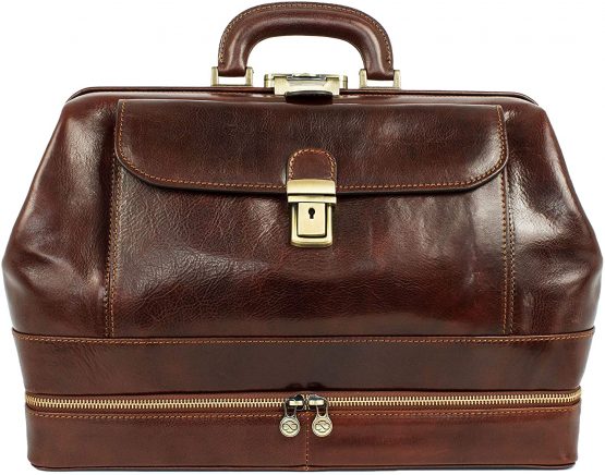 Time Resistance Full Grain Leather Doctor Bag Medical Bag Vintage Style Briefcase