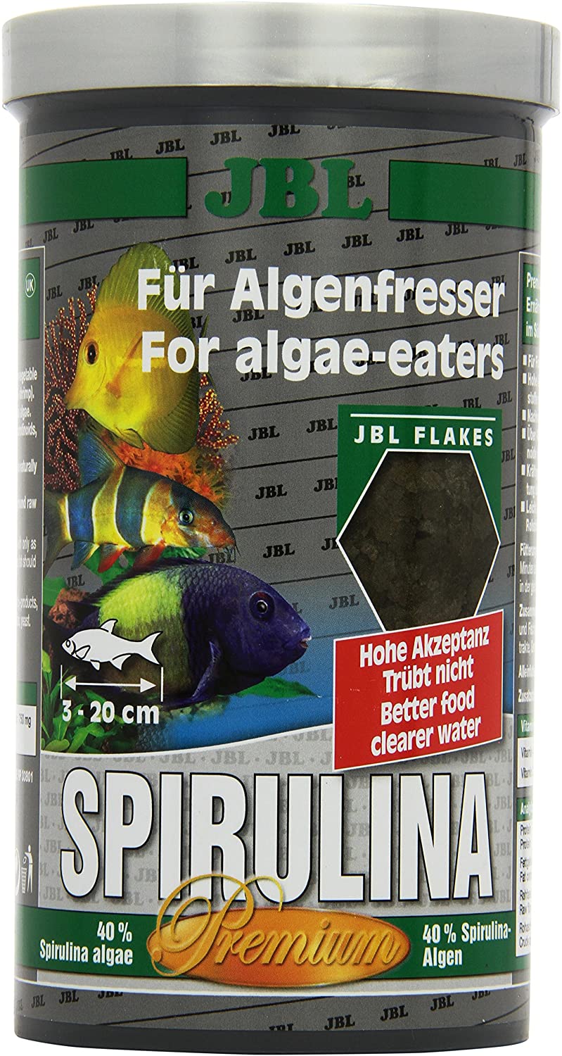 JBL Spirulina 1 l, Premium main food for algae-eating aquarium fish, 1 l (Pack of 1)