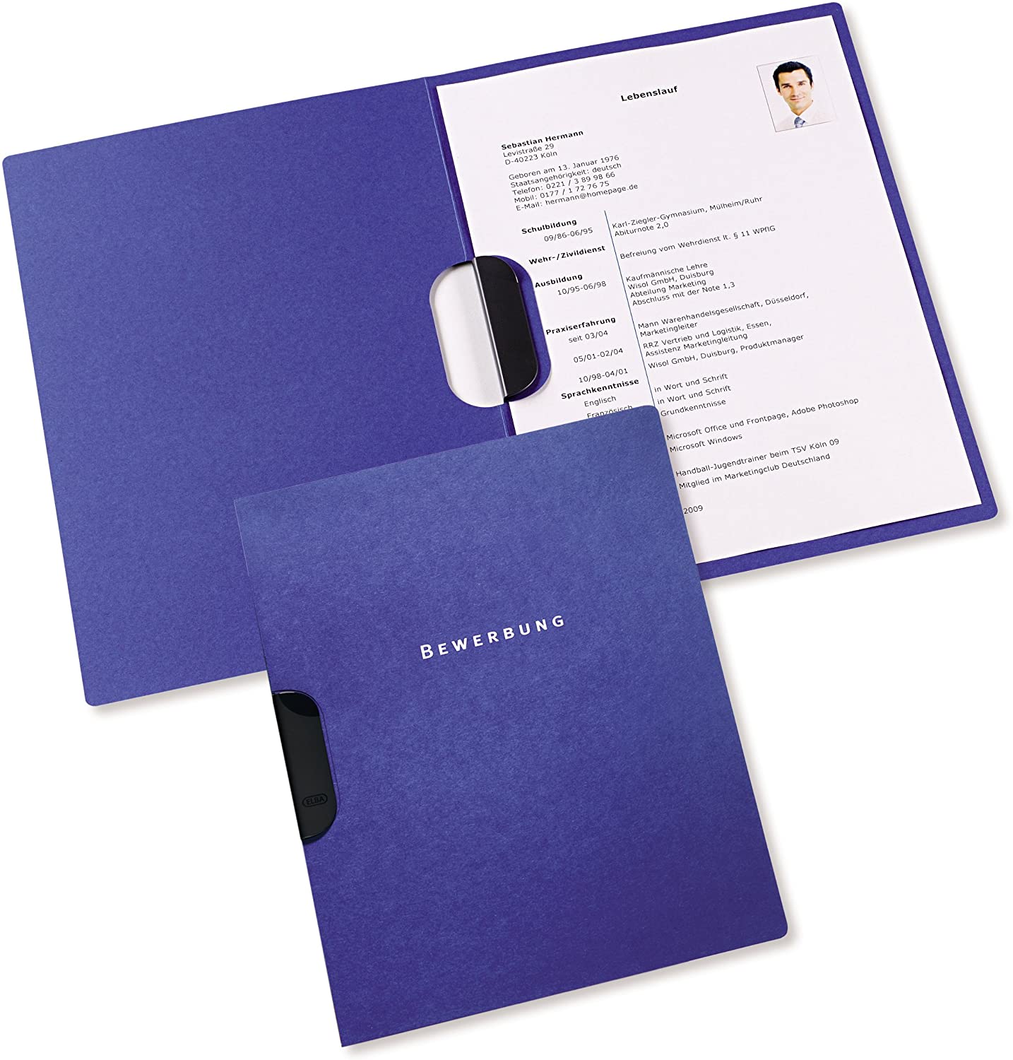 Elba 36411DB Applications Folder 2 Part High Quality Cardboard for 30 DIN A4 Pages with Clip Fix System Set of 10 Dark Blue - Image 2
