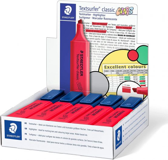 STAEDTLER Textsurfer Classic Highlighter in Excel Colour Red - Box of 10 - Image 3