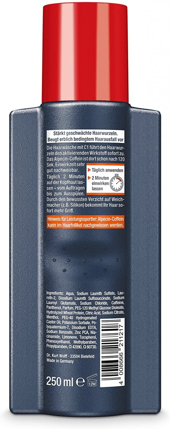 Alpecin Caffeine Shampoo C1 1x 250ml | Prevents and Reduces Hair Loss | Energizer for Strong Hair | Natural Hair Growth Shampoo for Men | Hair Care for Men Made in Germany - Image 2