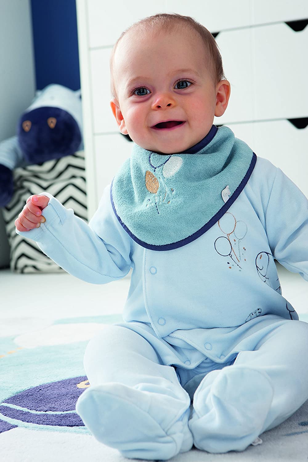 Noukies bb1739.20 Achille and Zebrito Bandana Bib - Blue - Image 3