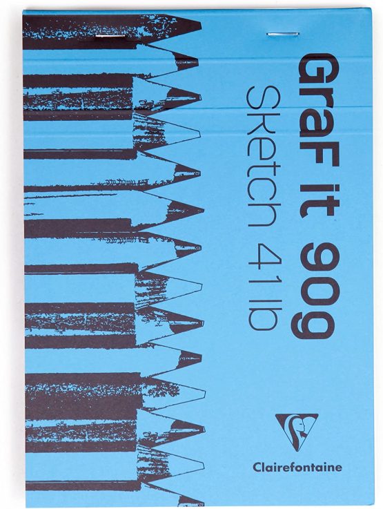 Clairefontaine 96730C Graf It White Sketch Pad, 90 g, A6, 80 Sheets - Blue Cover