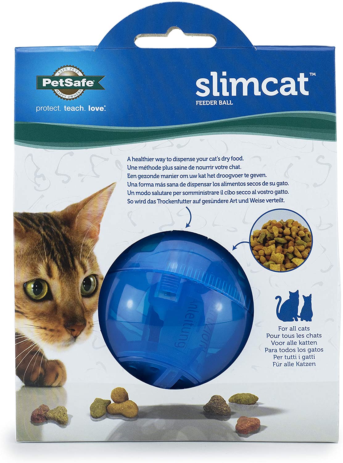 PetSafe SlimCat FoodDispensing Cat Toy Blue, Treat Toy, Interactive