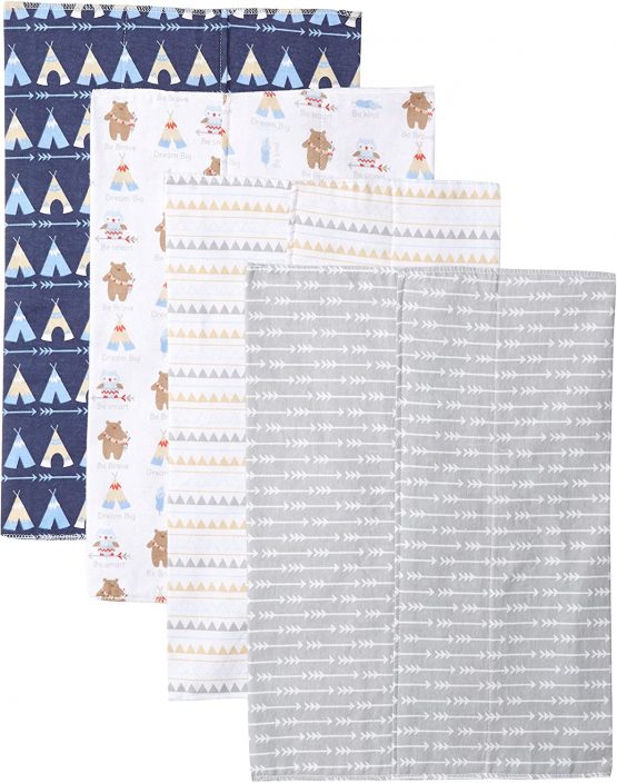 Luvable Friends Layered Flannel Burp Cloths, 4 Pack Accessory