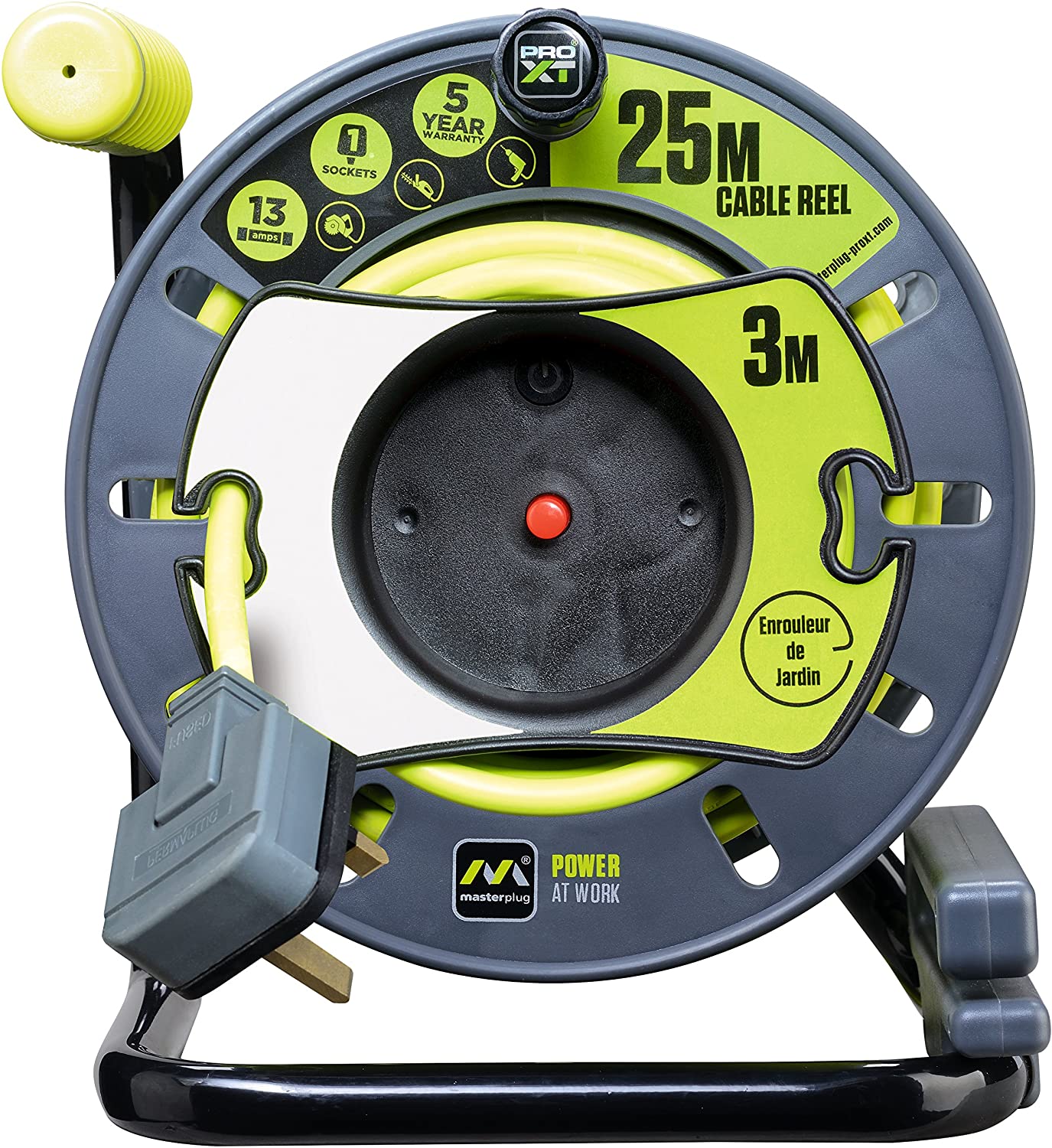 Masterplug OMU2513FL3IP-PX Pro-XT Reverse Open Cable Reel with Single In-Line Weatherproof Socket - Image 2