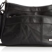 Lorenz Leather bag with twin top zips (Black)