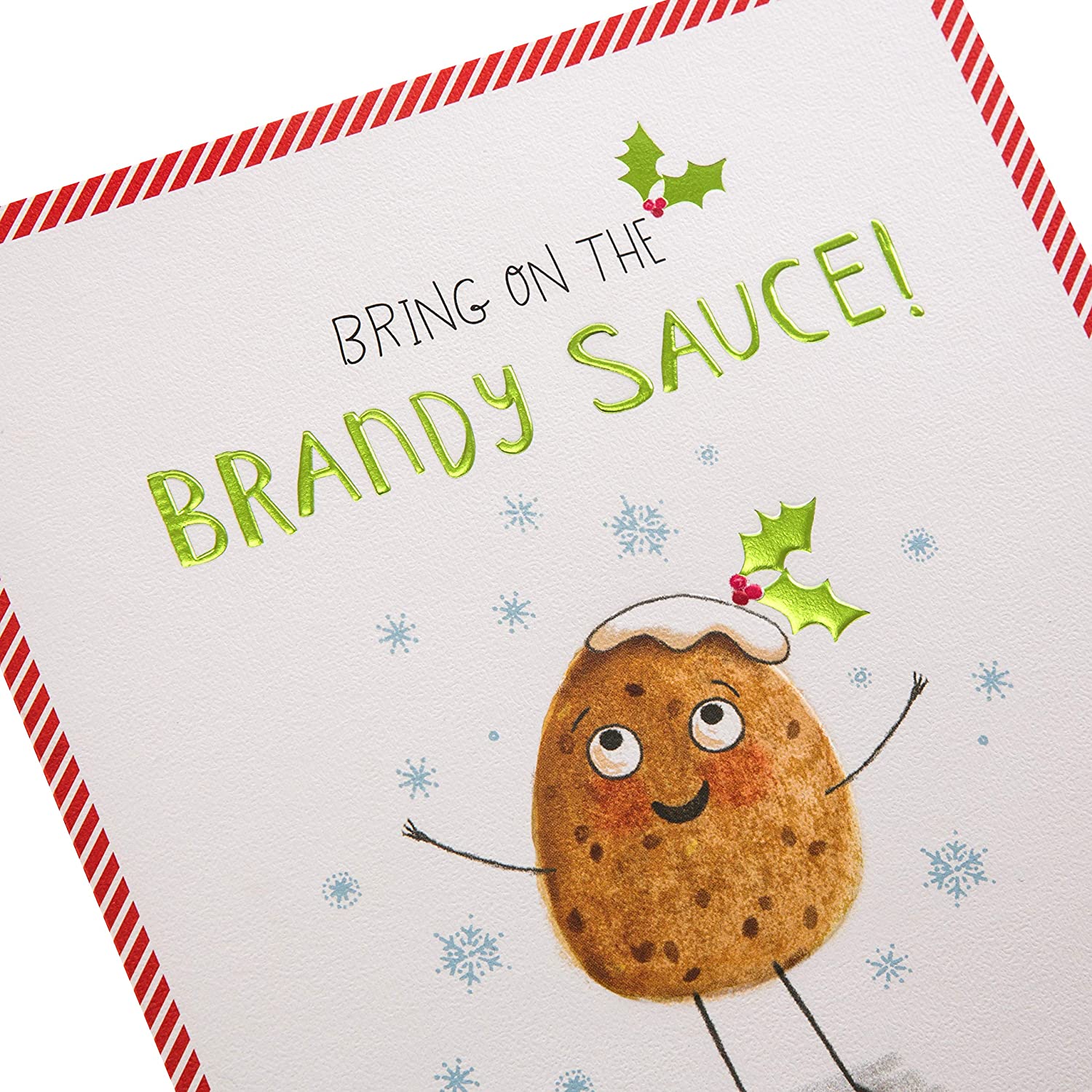 Christmas Card for Any Recipient from Hallmark - Funny Christmas Pudding Design, peach, 18cm x 16cm - Image 3