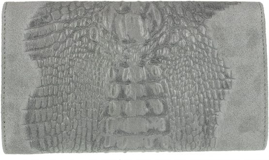 Girly Handbags Italian Suede Leather Croc Plain Clutch Bag - Image 3