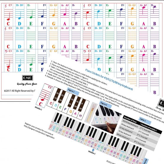 Color Piano Stickers for 88/76/61/54/49/37 Key Keyboards; Great visual tool for kids and beginners; Transparent and Removable - Image 4