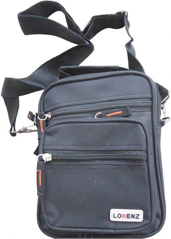 Unisex Small Kahki Olive Polyester Travel Organiser Gadget Pouch Bag - Belt loop and Shoulder Strap