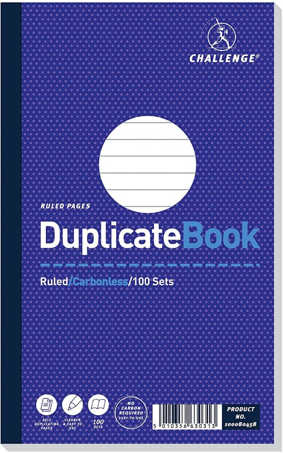 Challenge 210x130mm Ruled and Taped Duplicate Book [Pack of 5]