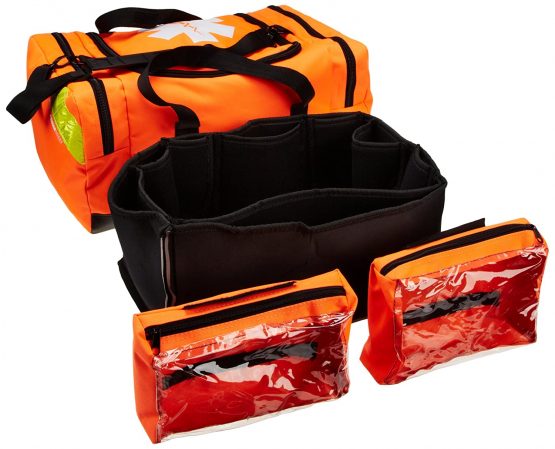 Primacare KB-4135-O First Responder Bag for Trauma, Professional Compartment Kit Carrier for Emergency Medical Supplies, Orange, 21x15x5 inches