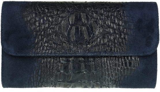 Girly Handbags Italian Suede Leather Croc Plain Clutch Bag