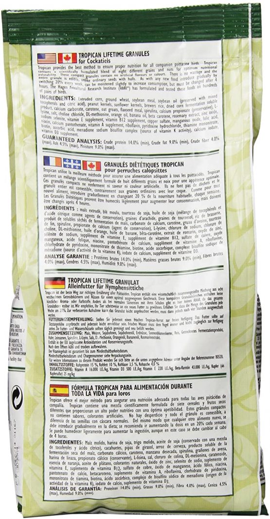 Hari Tropican Cockatiel Lifetime Granules, 820 g - Image 2