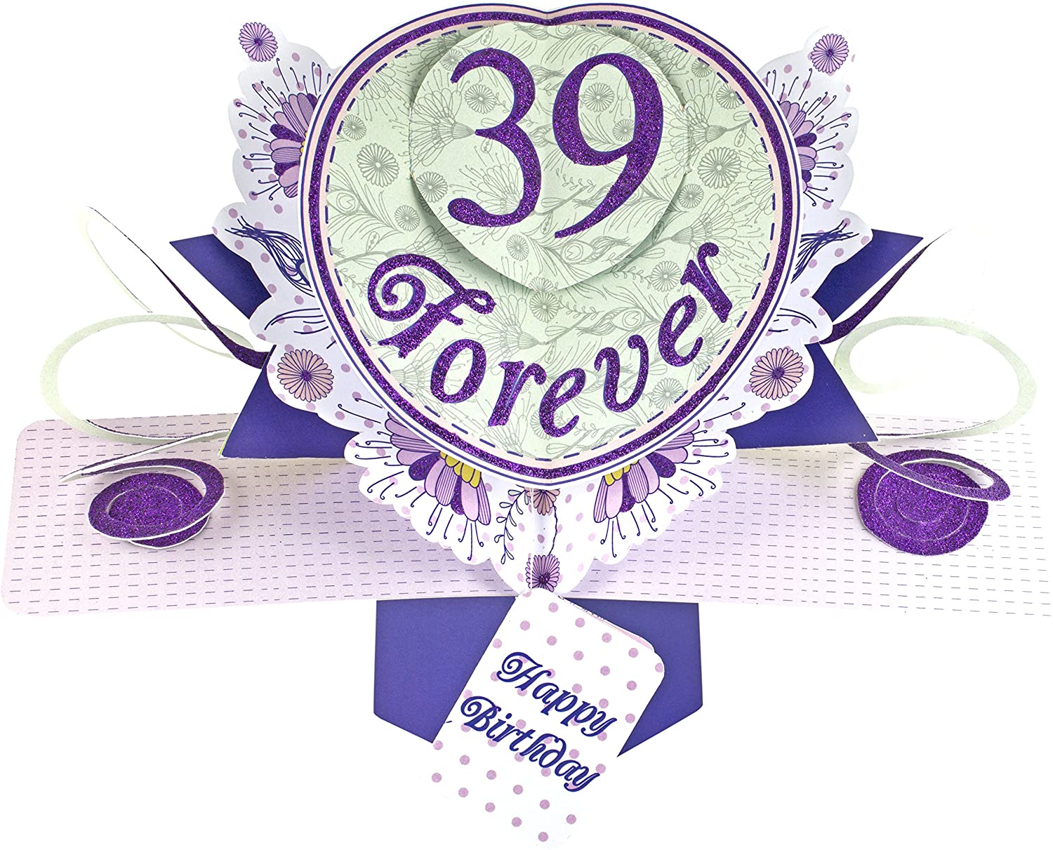Suki Gifts International Pop Up Card Happy Birthday 39 Forever, Multi-Colour, 13 x 21 x 19 cm