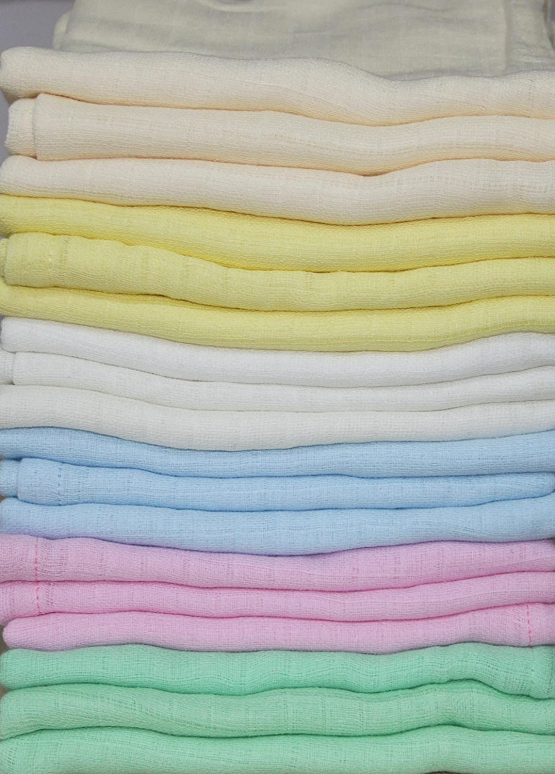 Dudu N Girlie 12 Pack 100% Pure Cotton Blue and Yellow Baby Muslin Squares, Burp Cloths, Newborn Nappy 70x70cms - Image 2