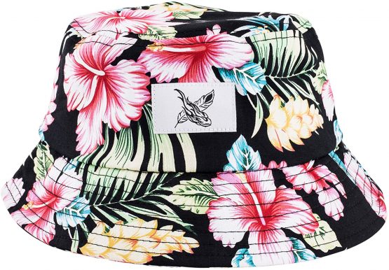 Blackskies Paradise Bucket Hat | Unisex Sun Hat Fisherman Boonie Bob Black Floral