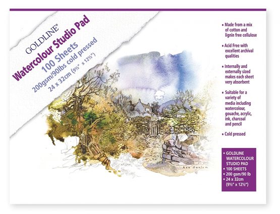 Clairefontaine Goldline Watercolour Studio Glued Pad, 24 x 32 cm, 200 g, 100 Sheets - Image 2