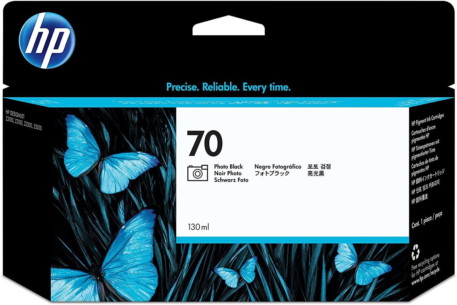 HP Original No.70 Black Ink Cart 130ml, Standard Yield