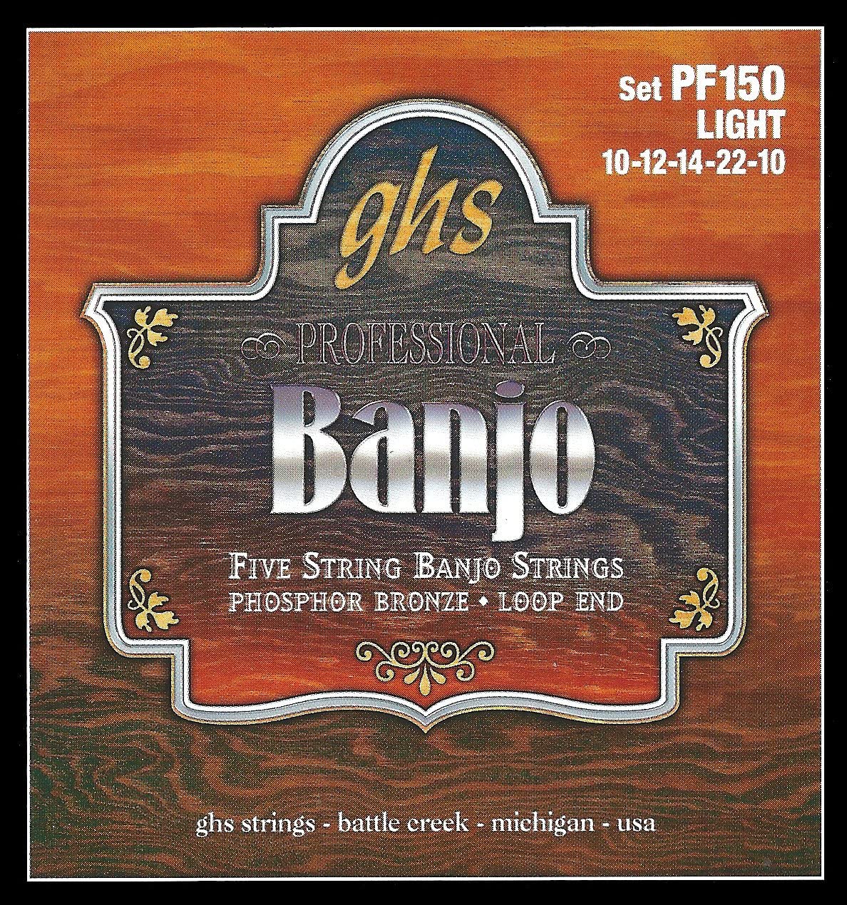 GHS PF150 10 Phosphor Bronze 5-String Banjo Set,silver, Pack of 1