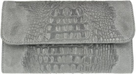 Girly Handbags Italian Suede Leather Croc Plain Clutch Bag