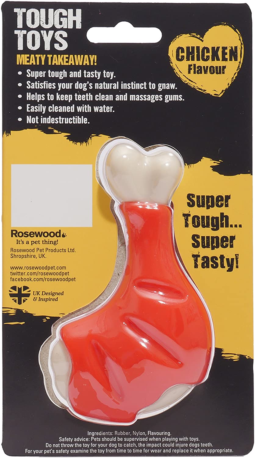 Rosewood Meaty Chicken Takeaway Leg Tough Dog Toy, Red, S (Pack of 1) - Image 2