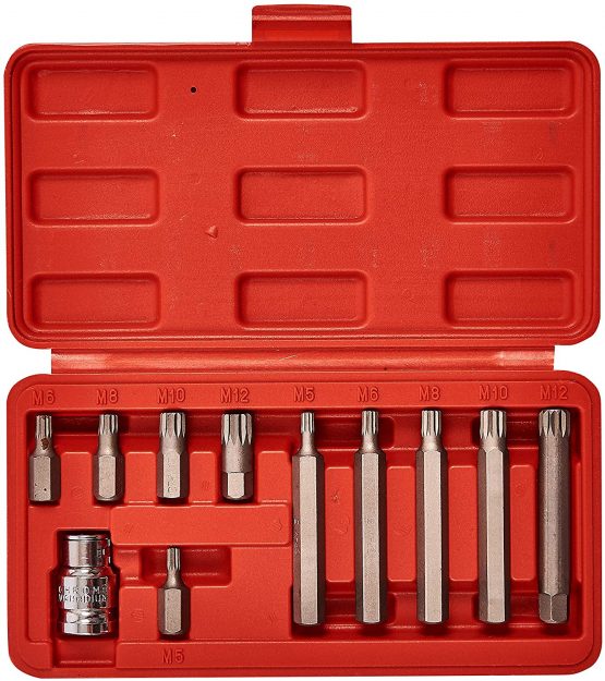 Amtech I8450 Spline Bit Set, 1/2-Inch, 11-Piece
