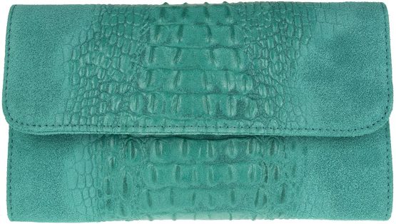 Girly Handbags Italian Suede Leather Croc Plain Clutch Bag
