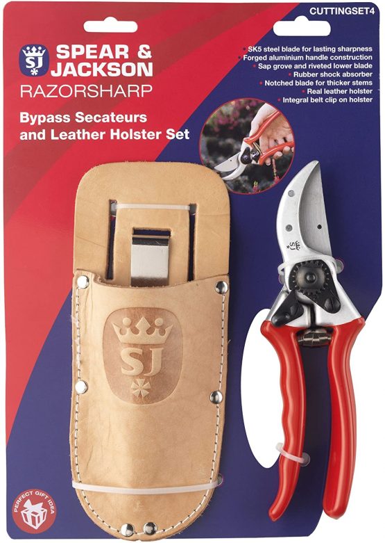 Spear & Jackson Razorsharp Professional Heavy Duty Bypass Secateurs and Leather Holster Set