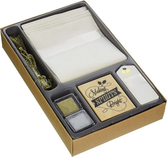 Inkadinkado Stamping Kit 6 x 10-inch-Holiday Wine Bottle Bag, wood, Multi Color, 10 Inches