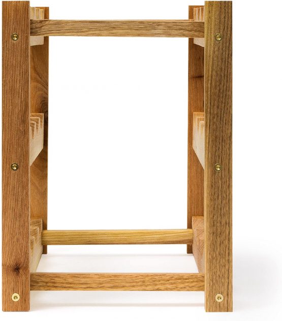 Relaxdays Free Rack: 28 x 42.5 x 21 cm Wooden Stand with Three Shelves for 12, Small Wine Bottle Holder Made Out of Oiled Walnut for Horizontal Storage, Wood, Natural Brown, 42 x 21 x 28 cm - Image 4