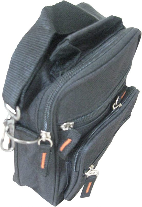 Unisex Small Kahki Olive Polyester Travel Organiser Gadget Pouch Bag - Belt loop and Shoulder Strap - Image 2