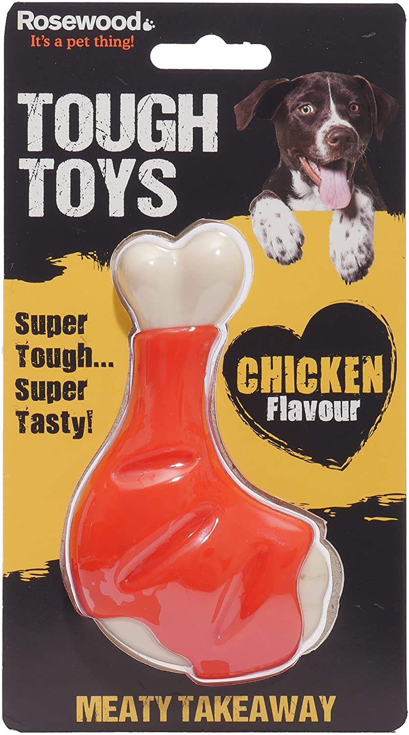 Rosewood Meaty Chicken Takeaway Leg Tough Dog Toy, Red, S (Pack of 1)