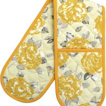 Ragged Rose Double Oven Glove, Cotton, Gold, 85x17x1 cm