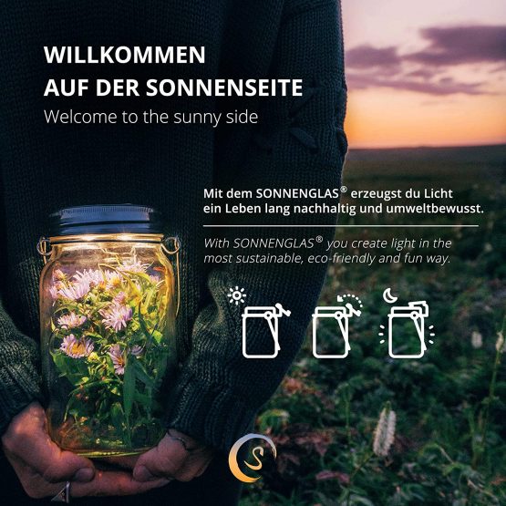 SONNENGLAS Classic 1000ml | Original Award-Winning Solar Lantern|Indoor and Outdoor | With USB Charging l Glass and Stainless Steel | Decorate Inside | Fair Trade from South Africa - Image 2