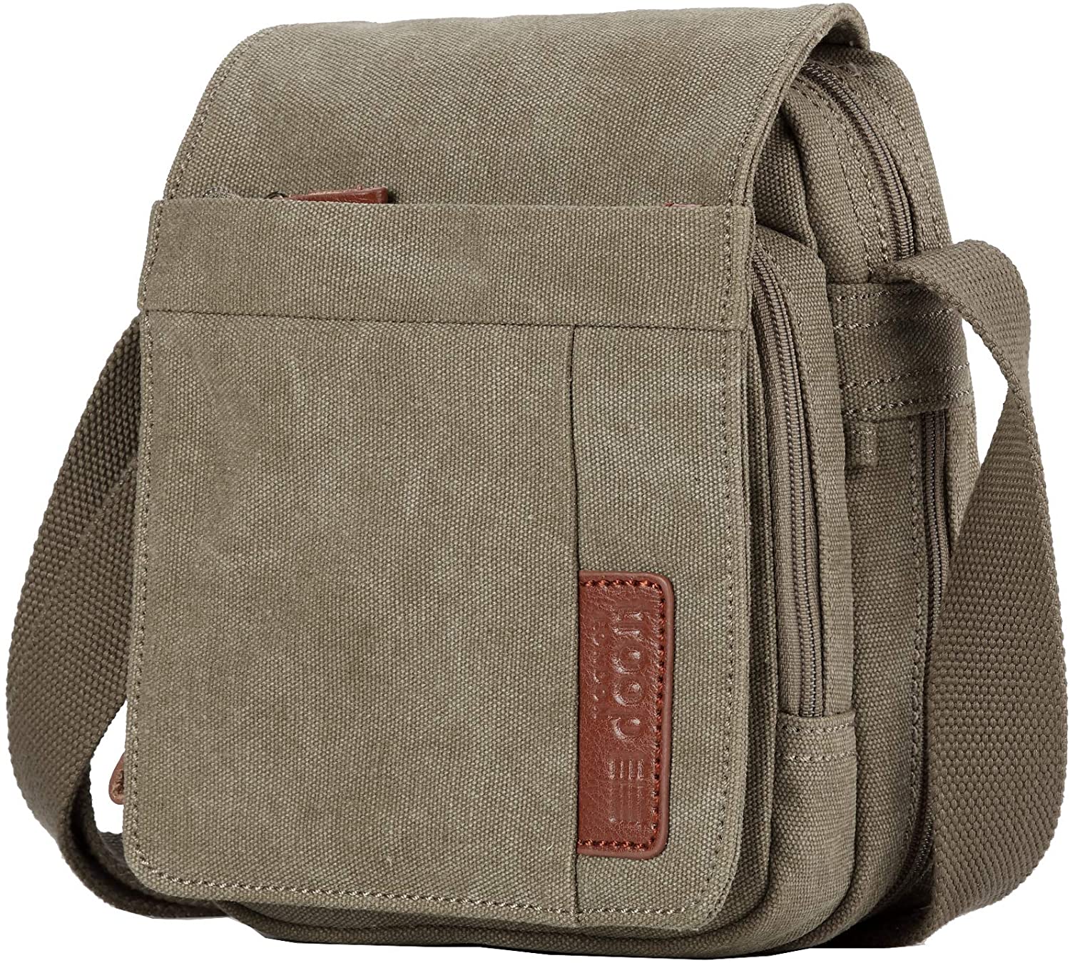 Troop London TRP0220 Classic Canvas Across Body Bag Khaki - Image 2