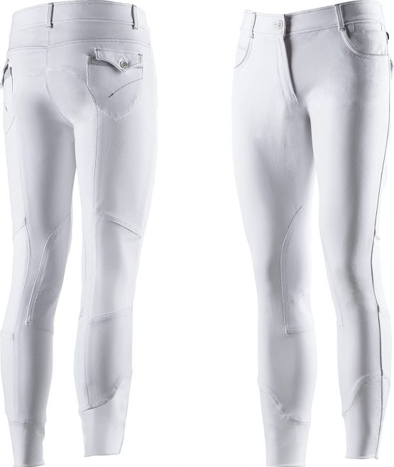 Equi-Theme/Equit'M Unisex's 979437144 Leo Breeches, White/White/Grey Striped Contrasts, One Size
