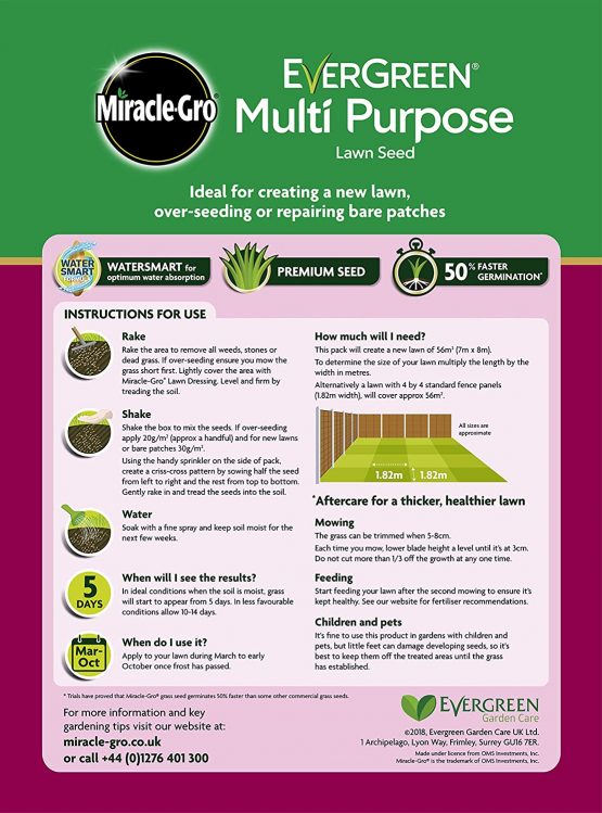 Miracle-Gro EverGreen Multi Purpose Grass Seed Carton, 840 g - Image 2