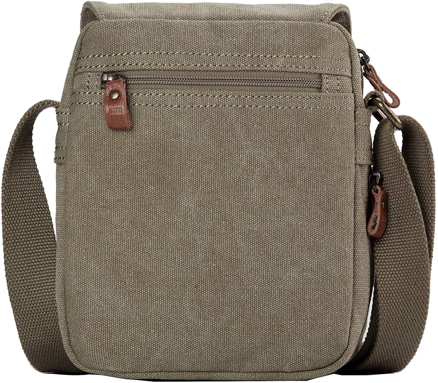 Troop London TRP0220 Classic Canvas Across Body Bag Khaki - Image 3